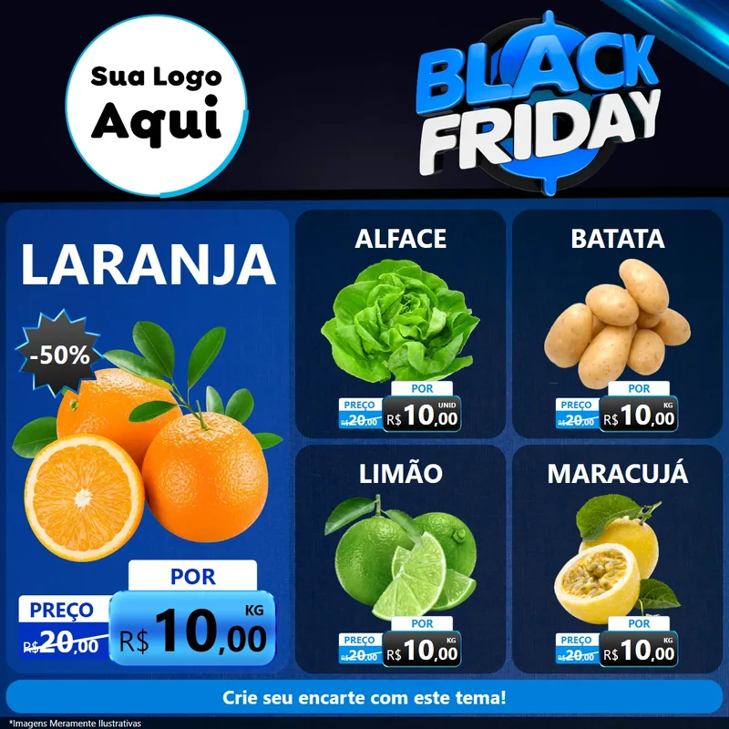 Modelo de Rede Social para Feed Facebook com o tema Black Friday para Hortifrúti