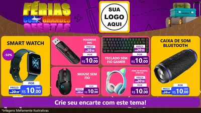 Modelo de TV para TV Horizontal com o tema Férias com Grandes Ofertas para Informática