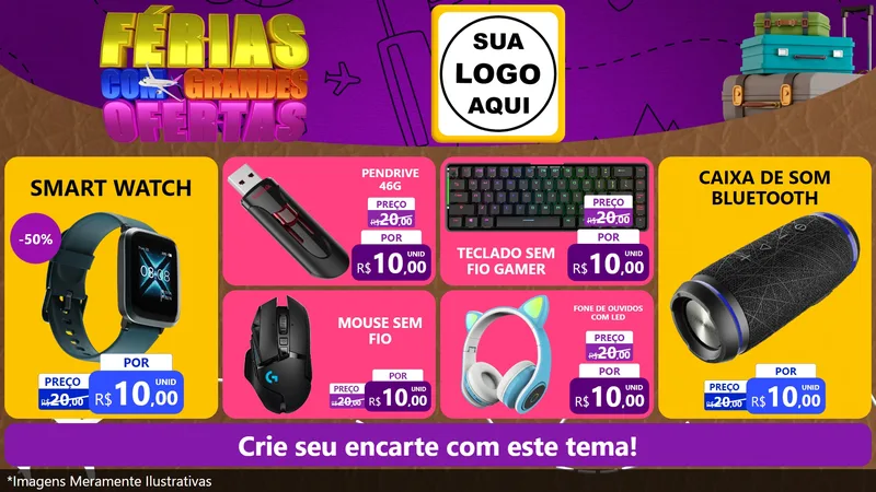 Modelo de TV para TV Horizontal com o tema Férias com Grandes Ofertas para Informática