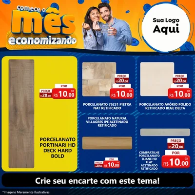 Modelo de Rede Social para Feed Facebook com o tema Comece O Mês Economizando para Pisos e revestimentos