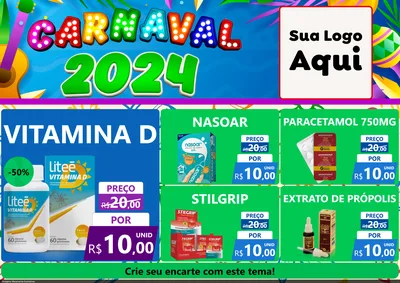 Modelo de Encarte para Encarte A4 Horizontal com o tema Carnaval 2027 para Farmácia