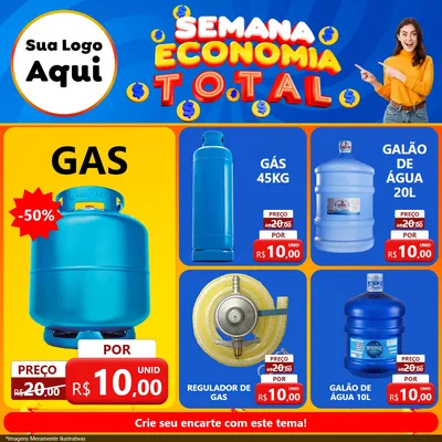 Modelo de Rede Social para Feed Facebook com o tema Semana Economia Total para Água e gás