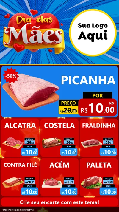 Modelo de Rede Social para Stories com o tema Dia das Mães para Açougue