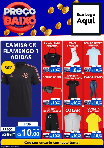 Modelo de Encarte para Encarte A4 Vertical com o tema Preço Baixo para Roupas e acessórios