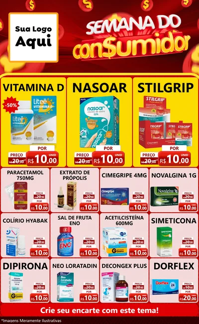 Modelo de Encarte para Encarte Grande com o tema Semana do Consumidor para Farmácia