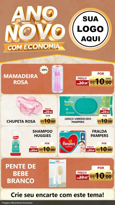 Modelo de TV para TV Vertical com o tema Ano Novo Com Economia para Bebês