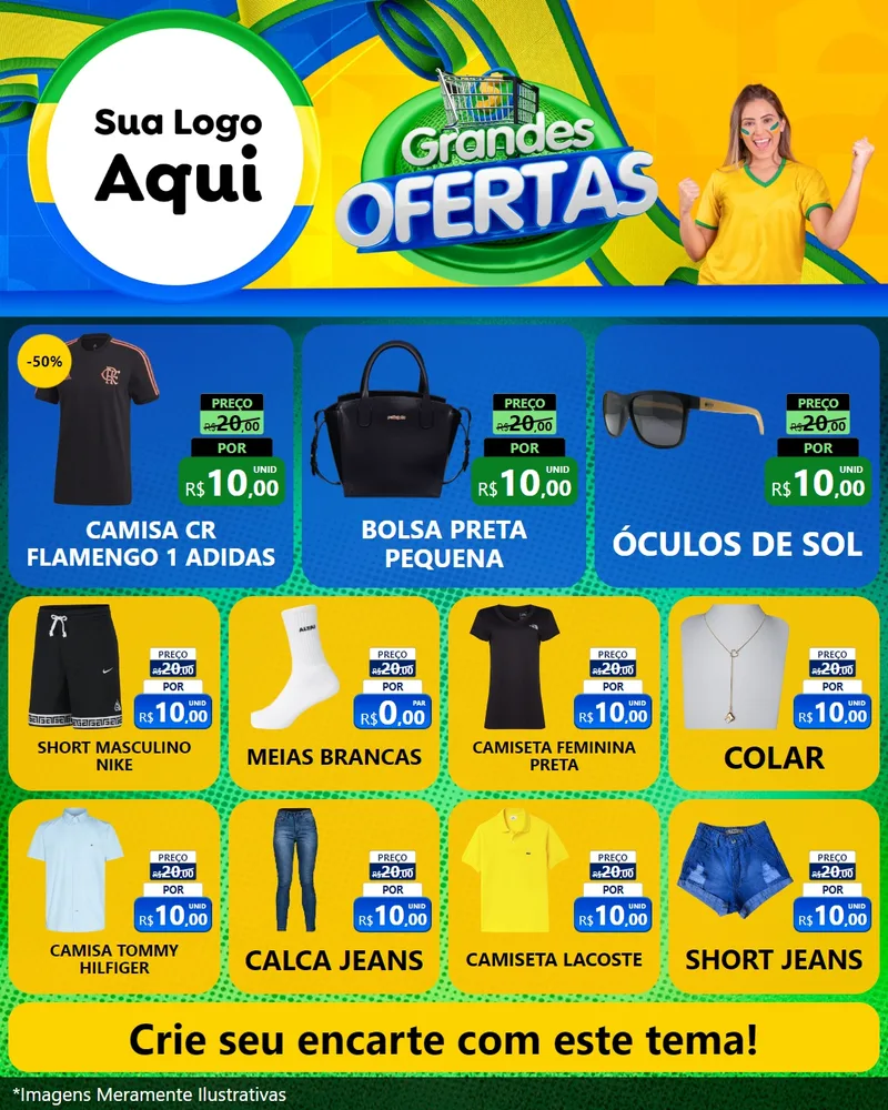 Modelo de Rede Social para Feed Instagram com o tema Grandes Ofertas para Roupas e acessórios
