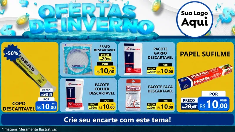 Modelo de TV para TV Horizontal com o tema Ofertas de Inverno para Embalagens