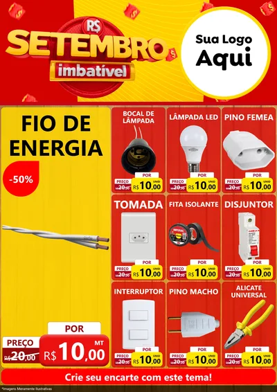 Modelo de Encarte para Encarte A4 Vertical com o tema Setembro Imbatível para Materiais Elétricos