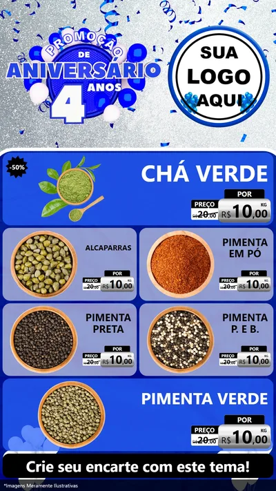Modelo de TV para TV Vertical com o tema Promoção de Aniversário - 4 Anos para Produtos Naturais