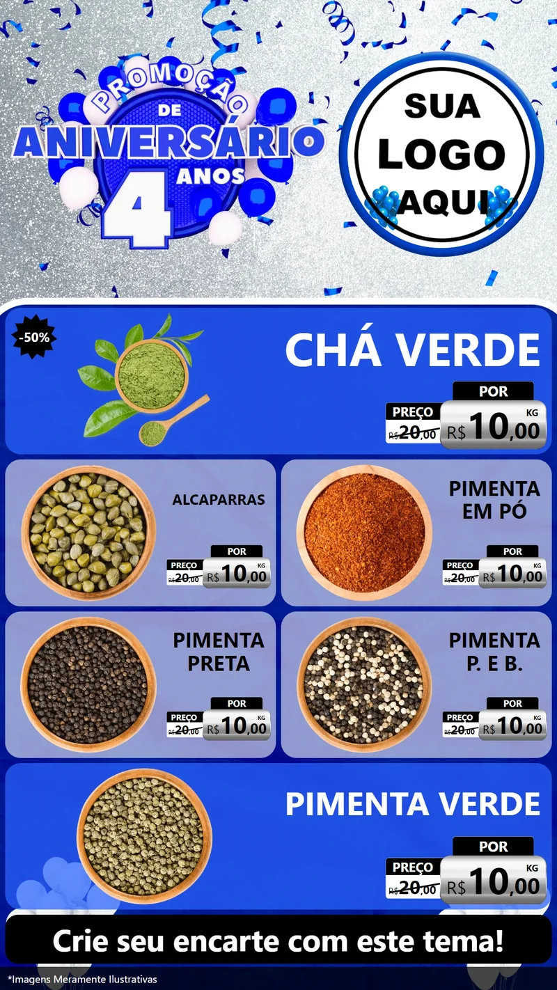 Modelo de TV para TV Vertical com o tema Promoção de Aniversário - 4 Anos para Produtos Naturais