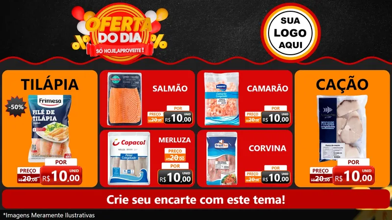 Modelo de TV para TV Horizontal com o tema Oferta do Dia - Só hoje, Aproveite! para Peixaria