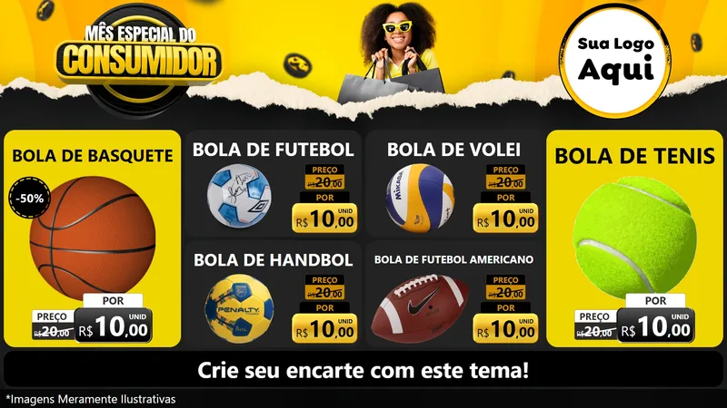 Modelo de TV para TV Horizontal com o tema Mês Especial do Consumidor para Artigos Esportivos