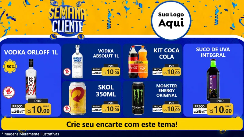 Modelo de TV para TV Horizontal com o tema Semana do Cliente para Distribuidora de bebidas