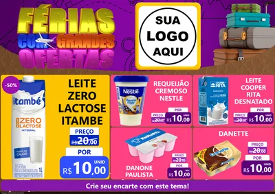 Modelo de Encarte para Encarte A4 Horizontal com o tema Férias com Grandes Ofertas para Frios e Laticínios