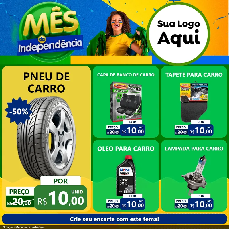 Modelo de Rede Social para Feed Facebook com o tema Mês da Independência para Auto peças