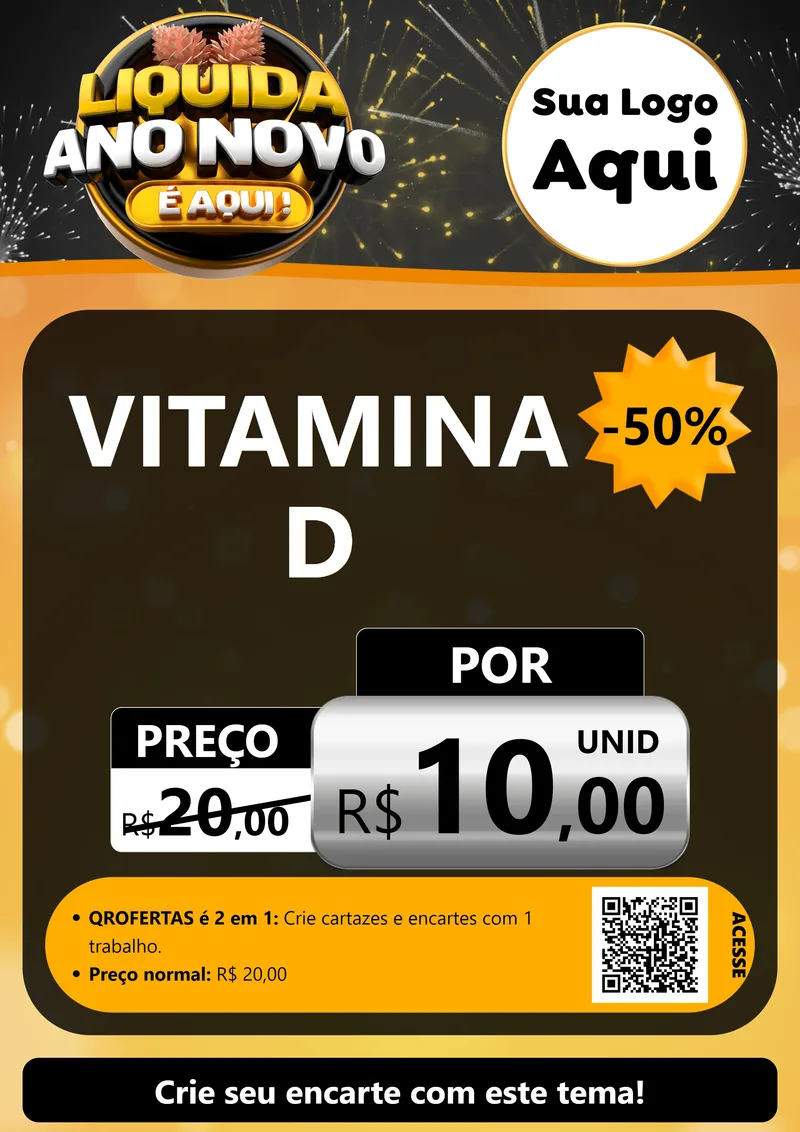 Modelo de Cartaz para Cartaz A4 Vertical com o tema Liquida Ano Novo É Aqui! para Farmácia