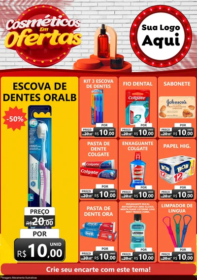 Modelo de Encarte para Encarte A4 Vertical com o tema Cosméticos em Ofertas