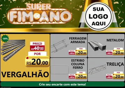 Modelo de Encarte para Encarte A4 Horizontal com o tema Super Fim de Ano para Ferragens
