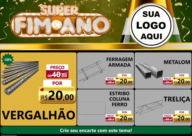 Modelo de Encarte para Encarte A4 Horizontal com o tema Super Fim de Ano para Ferragens