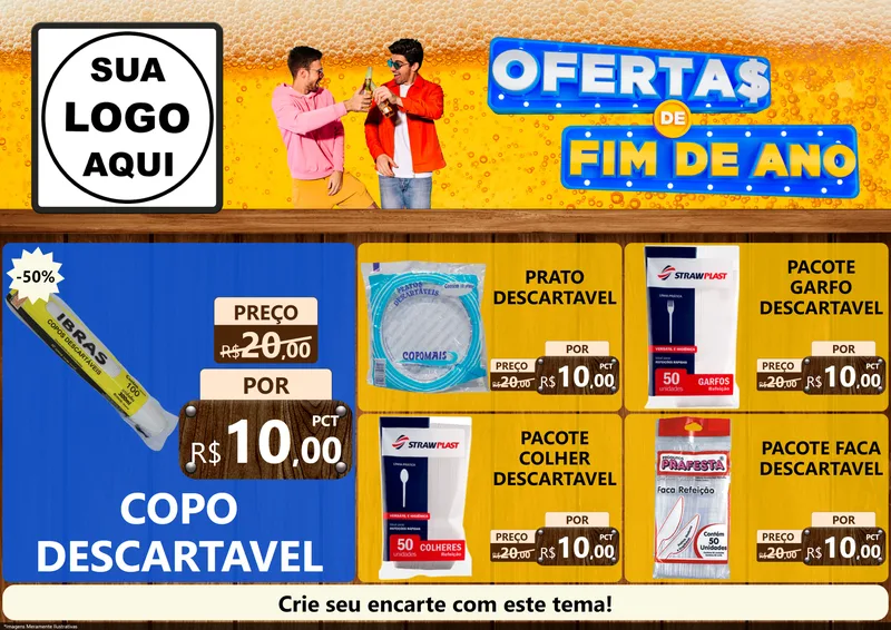 Modelo de Encarte para Encarte A4 Horizontal com o tema Ofertas de Fim de Ano para Embalagens
