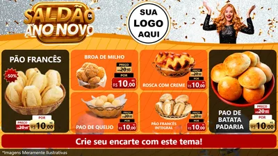 Modelo de TV para TV Horizontal com o tema Saldão de Ano Novo para Padaria