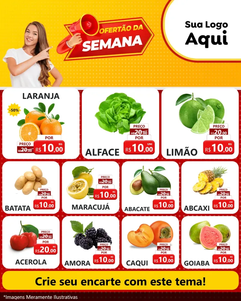 Modelo de Rede Social para Feed Instagram com o tema Ofertão da Semana para Hortifrúti
