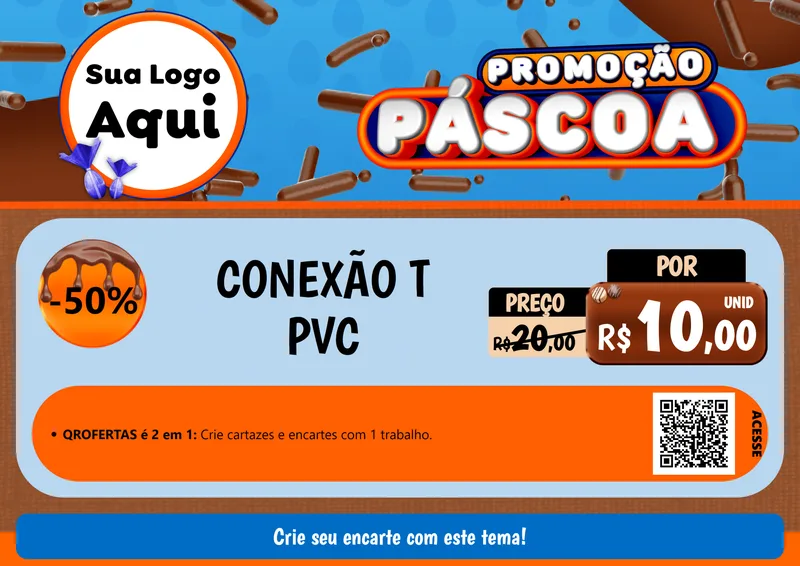 Modelo de Cartaz para Cartaz A4 Horizontal com o tema Promoção Páscoa para Tubos e conexões
