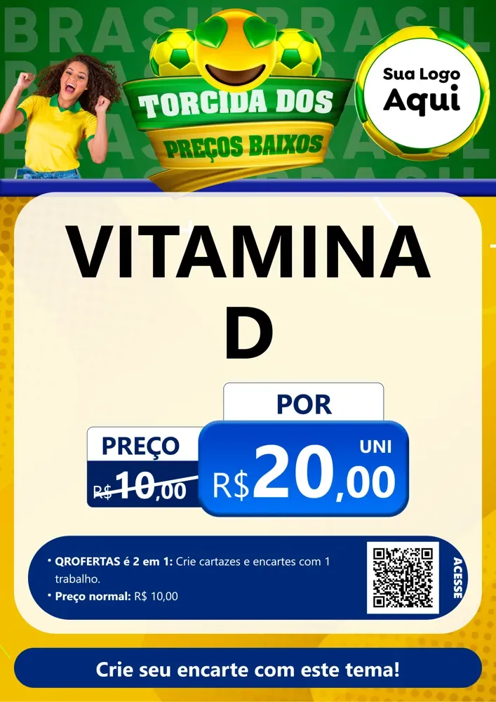 Modelo de Cartaz para Cartaz A4 Vertical com o tema Torcida dos Preços Baixos - Copa para Farmácia