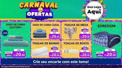 Modelo de TV para TV Horizontal com o tema Carnaval de Ofertas para Cama, Mesa e Banho