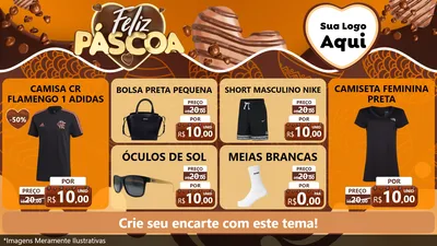 Modelo de TV para TV Horizontal com o tema Feliz Páscoa para Roupas e acessórios