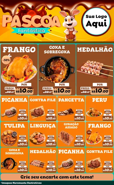 Modelo de Encarte para Encarte Grande com o tema Páscoa Fantástica para Assados
