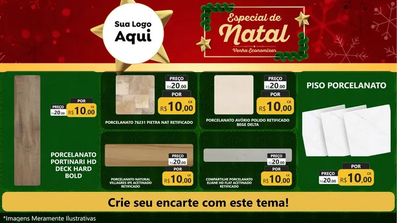 Modelo de TV para TV Horizontal com o tema Especial de Natal para Pisos e revestimentos