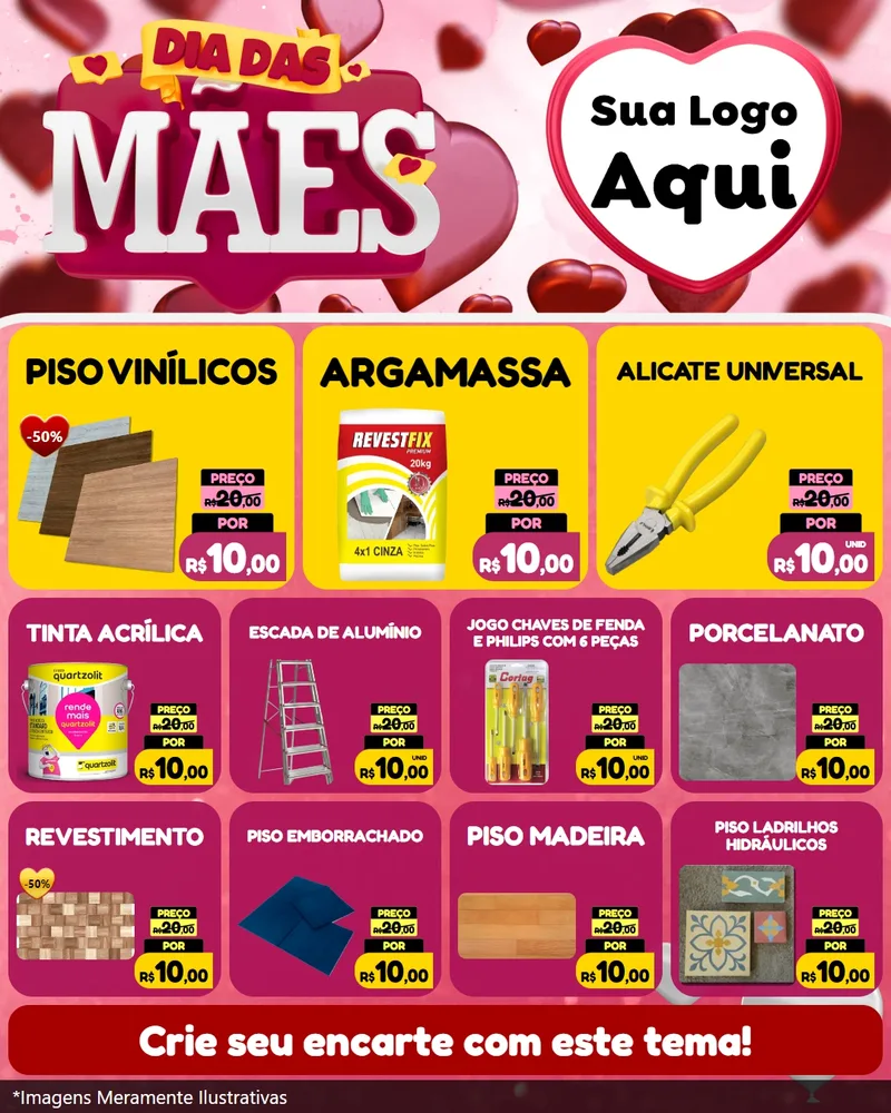 Modelo de Rede Social para Feed Instagram com o tema Dia Das Mães para Material para Construção
