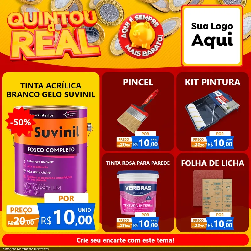 Modelo de Rede Social para Feed Facebook com o tema Quintou do Real para Tintas e Ferramentas