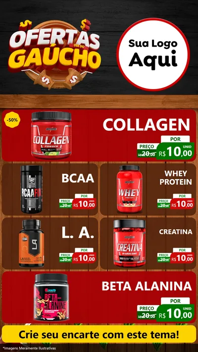 Modelo de TV para TV Vertical com o tema Ofertas Dia do Gaúcho para Suplementos alimentares