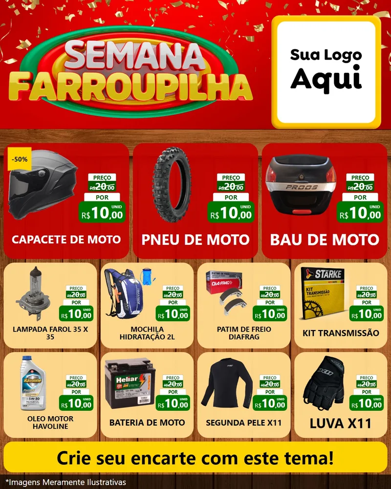Modelo de Rede Social para Feed Instagram com o tema Semana Farroupilha para Moto peças