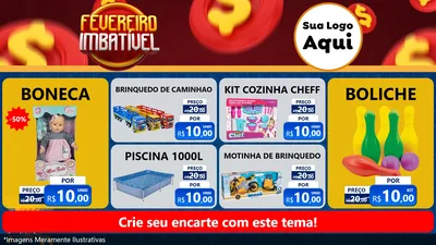 Modelo de TV para TV Horizontal com o tema Fevereiro Imbatível para Brinquedos