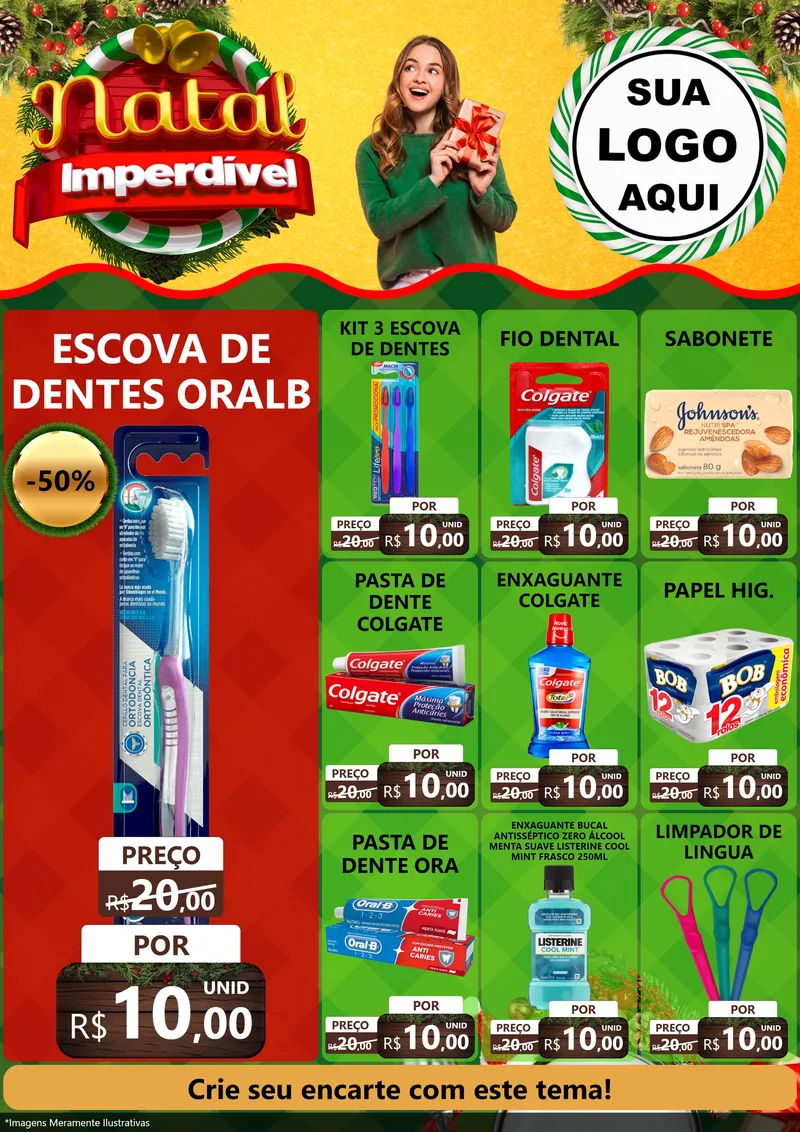 Modelo de Encarte para Encarte A4 Vertical com o tema Natal Imperdível para Higiene Pessoal