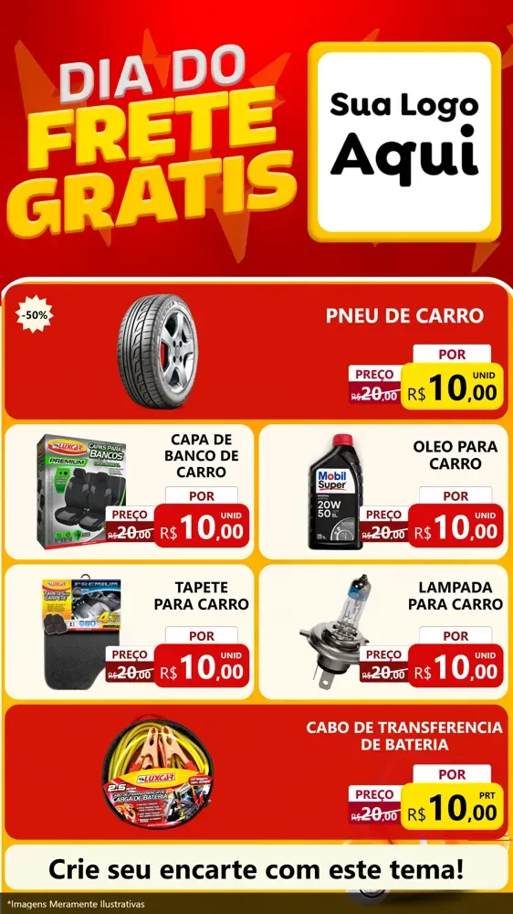 Modelo de TV para TV Vertical com o tema Dia do Frete Grátis para Auto peças