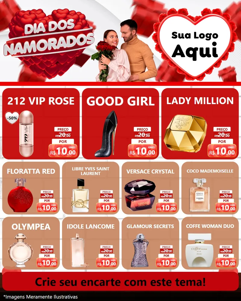 Modelo de Rede Social para Feed Instagram com o tema Dia dos Namorados para Perfumes