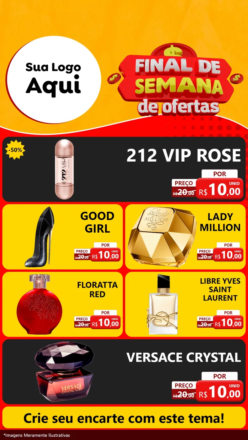 Modelo de TV para TV Vertical com o tema Final de Semana de Ofertas para Perfumes