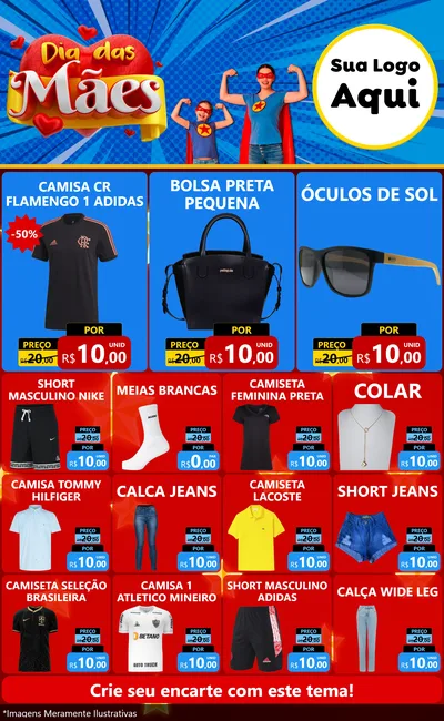 Modelo de Encarte para Encarte Grande com o tema Dia das Mães para Roupas e acessórios