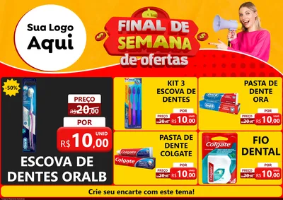 Modelo de Encarte para Encarte A4 Horizontal com o tema Final de Semana de Ofertas para Higiene Pessoal