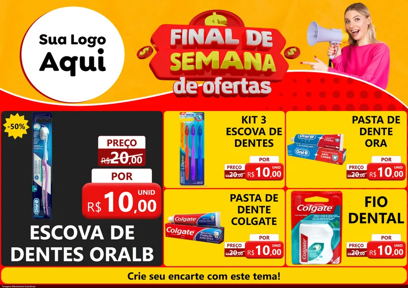 Modelo de Encarte para Encarte A4 Horizontal com o tema Final de Semana de Ofertas para Higiene Pessoal
