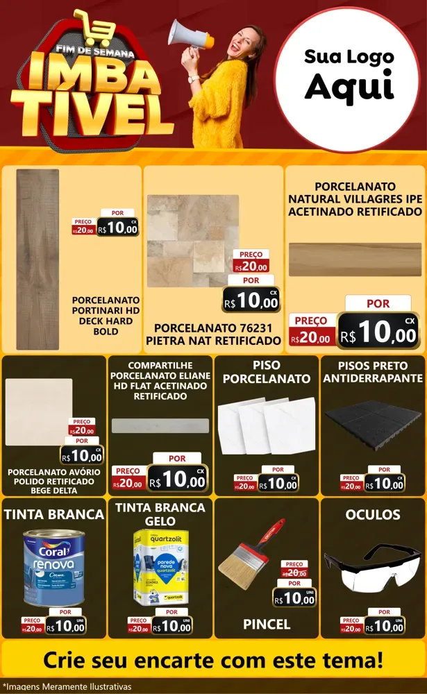 Modelo de Encarte para Encarte Grande com o tema Fim de Semana Imbatível para Pisos e revestimentos