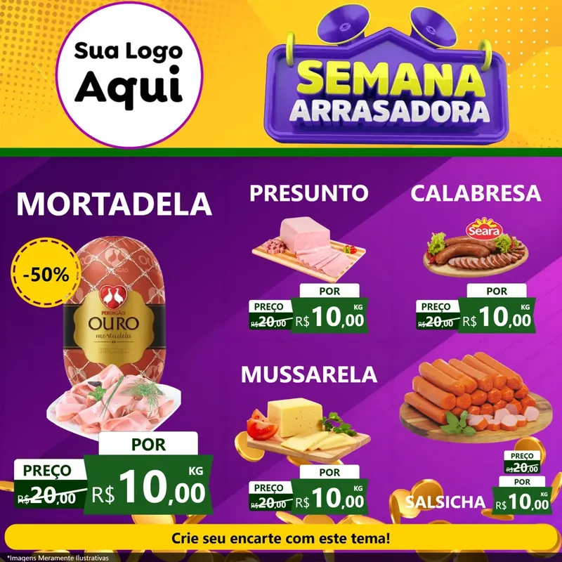 Modelo de Rede Social para Feed Facebook com o tema Semana Arrasadora para Frios e Laticínios