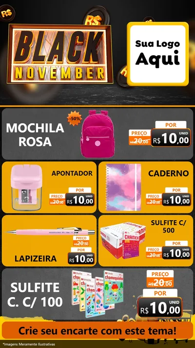 Modelo de TV para TV Vertical com o tema Black November para Papelaria