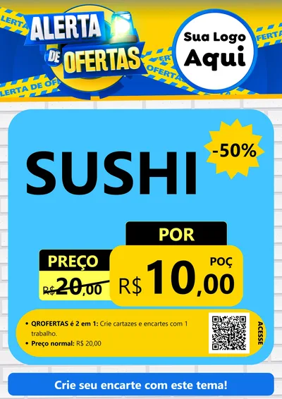 Modelo de Cartaz para Cartaz A4 Vertical com o tema Alerta de Ofertas para Comida japonesa