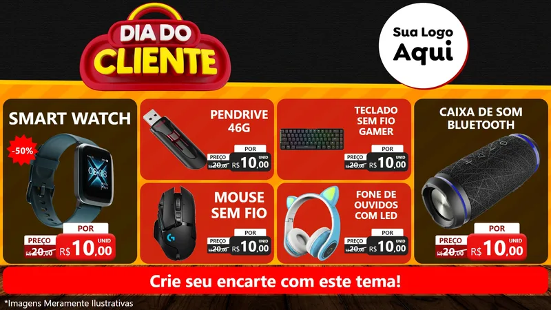 Modelo de TV para TV Horizontal com o tema Dia do Cliente para Informática